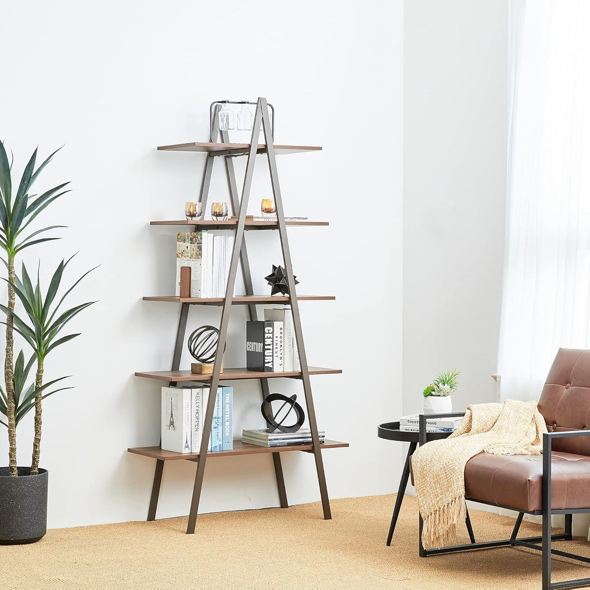 Black 3 Tier Metal Frame Wood Bookshelf B4300