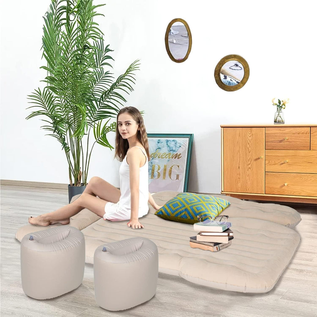 Beige Inflatable Car Air Mattress with Air Pump C602