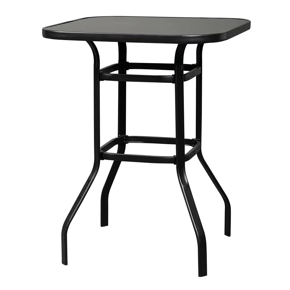 31"x 31" x 40" Black Wrought Iron Glass Bar Table E42680
