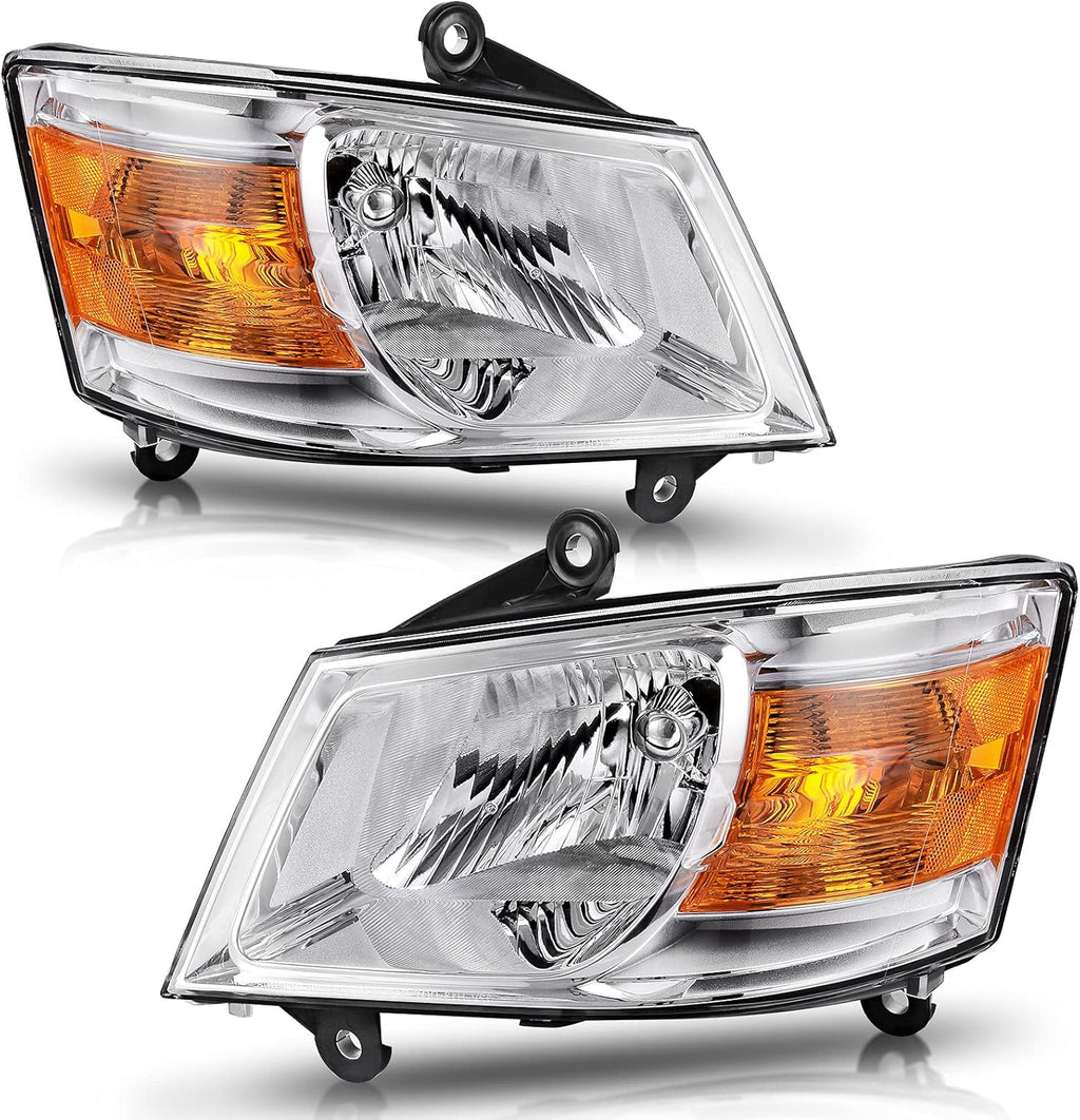 Chrome Housing Amber Reflector Clear Lens Headlight Assembly X1323
