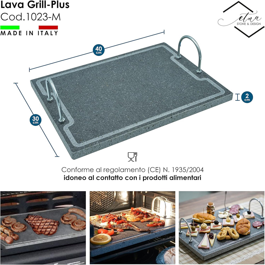 Lava Stone Grilling Plate with Handles A65111