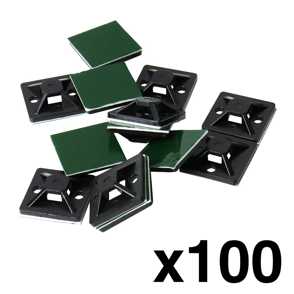 Black Mounting Base for Cable Runs, 100 Pack R703594