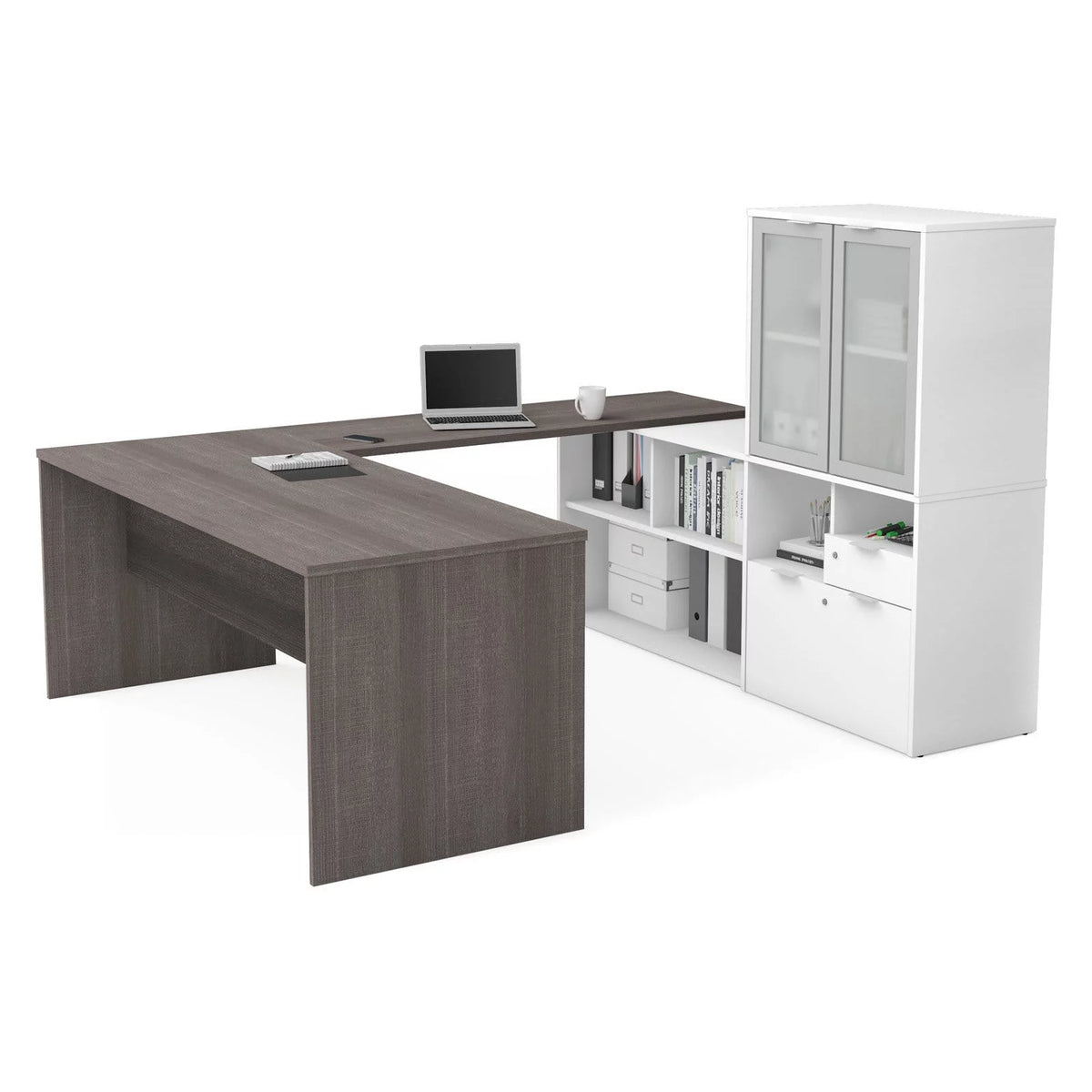 U Shape Computer Desk with Hutch P889
