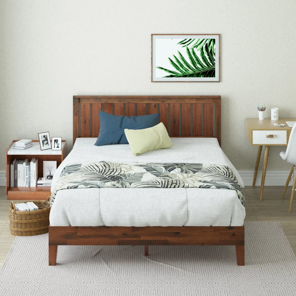 Queen Wood Platform Bed Frame with Headboard P76533