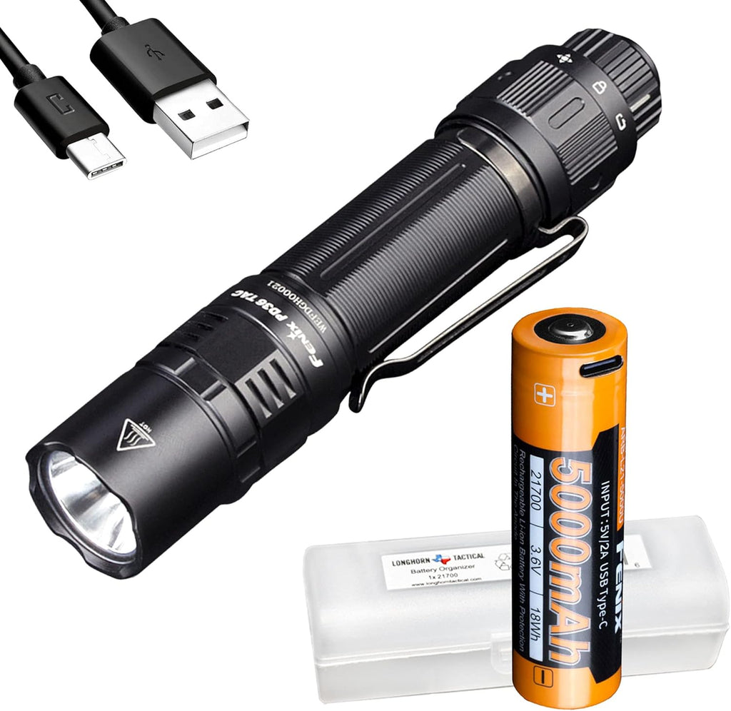 Tactical Flashlight with 5000mAh USB-C Rechargeable Battery A967305