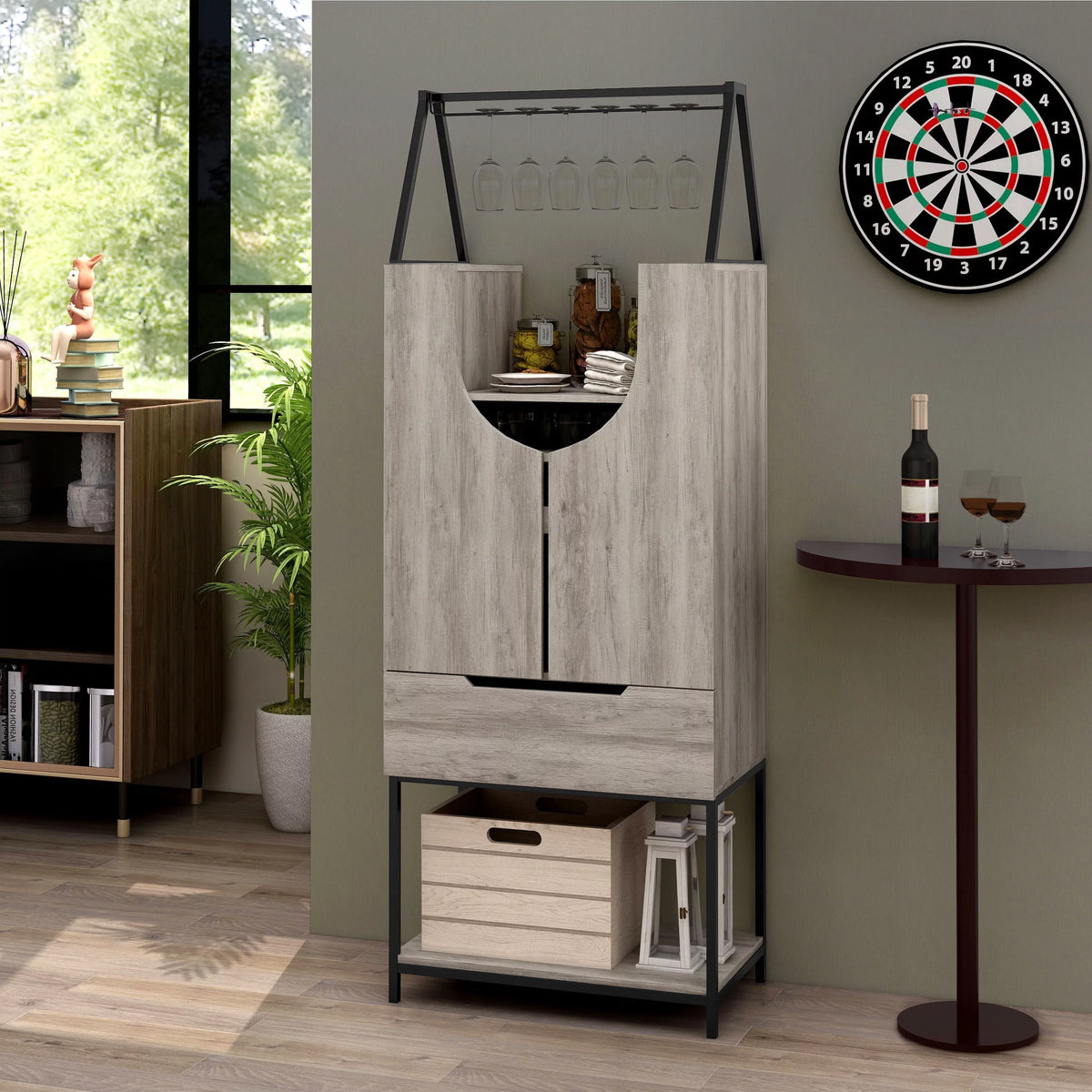 Contemporary Metal Wine Cabinet Y17543