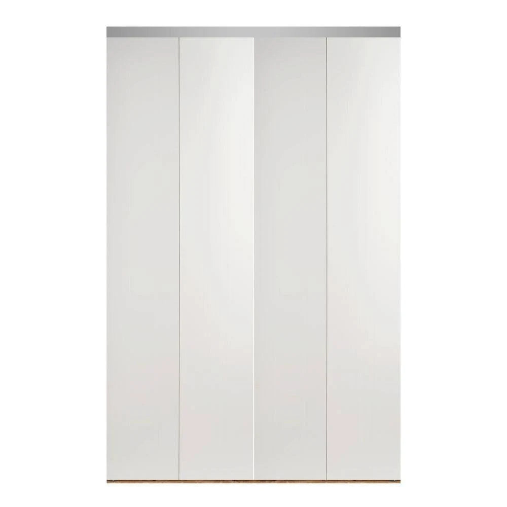 78 in. x 84 in. Smooth Flush Primed Interior Solid Core MDF Bi-Fold Door with Chrome Trim C923